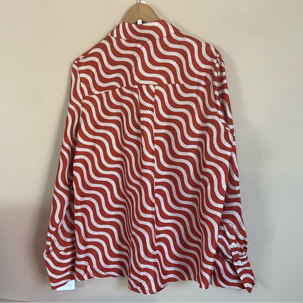 Yaitte Fiji Wave Silk Blouse In Burnt Red Large — image 7 of 8